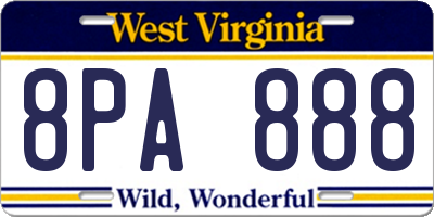 WV license plate 8PA888