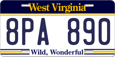 WV license plate 8PA890