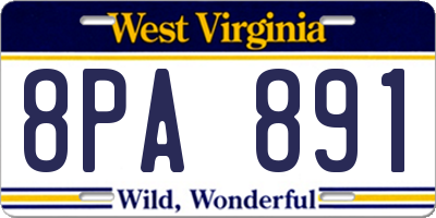 WV license plate 8PA891