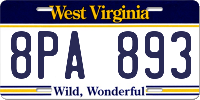 WV license plate 8PA893
