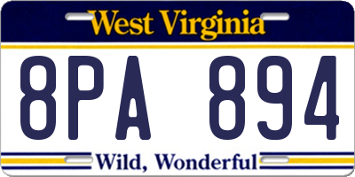 WV license plate 8PA894