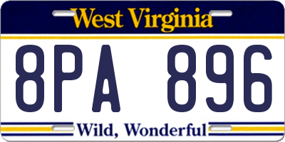 WV license plate 8PA896