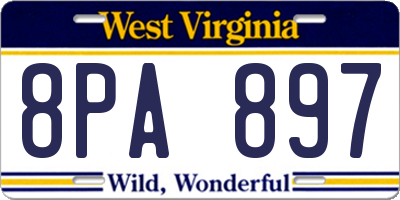 WV license plate 8PA897