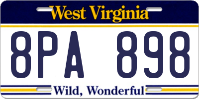 WV license plate 8PA898