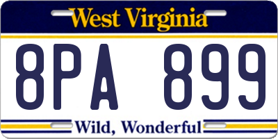 WV license plate 8PA899