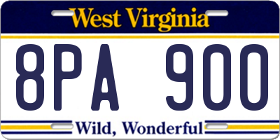 WV license plate 8PA900