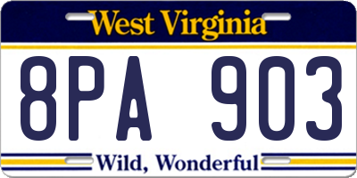 WV license plate 8PA903