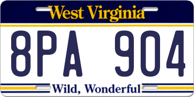 WV license plate 8PA904