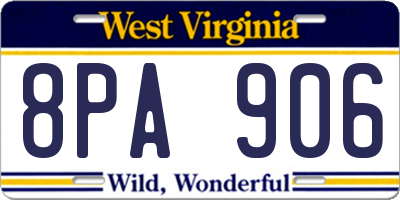 WV license plate 8PA906