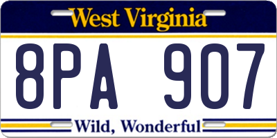 WV license plate 8PA907