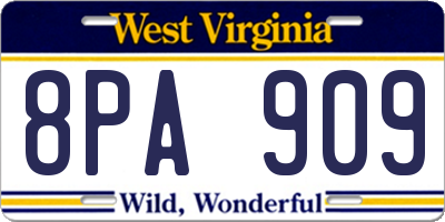 WV license plate 8PA909