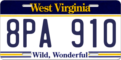 WV license plate 8PA910
