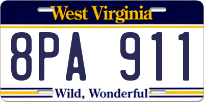 WV license plate 8PA911