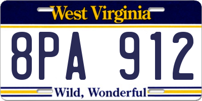 WV license plate 8PA912