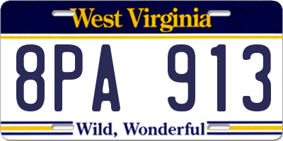 WV license plate 8PA913