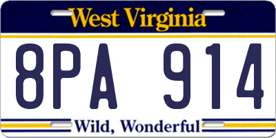 WV license plate 8PA914