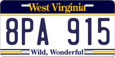 WV license plate 8PA915