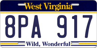 WV license plate 8PA917