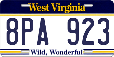 WV license plate 8PA923