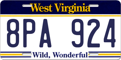 WV license plate 8PA924
