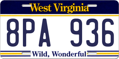 WV license plate 8PA936