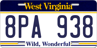 WV license plate 8PA938