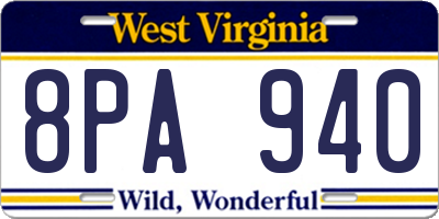 WV license plate 8PA940