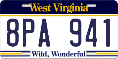 WV license plate 8PA941