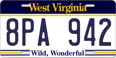 WV license plate 8PA942