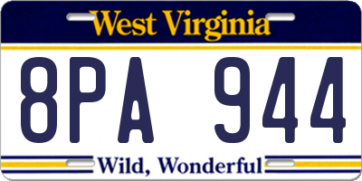 WV license plate 8PA944