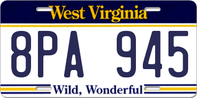 WV license plate 8PA945