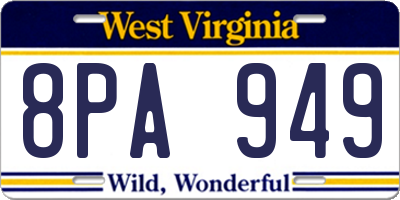 WV license plate 8PA949