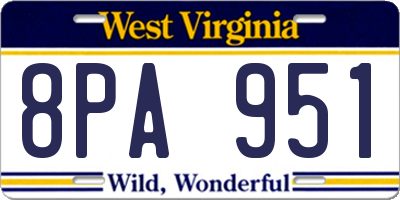 WV license plate 8PA951