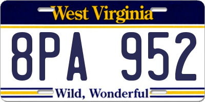 WV license plate 8PA952