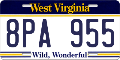 WV license plate 8PA955