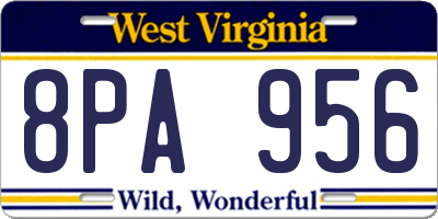WV license plate 8PA956