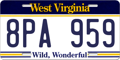 WV license plate 8PA959
