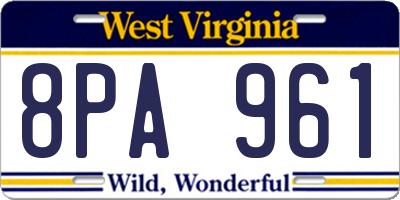WV license plate 8PA961