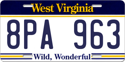 WV license plate 8PA963