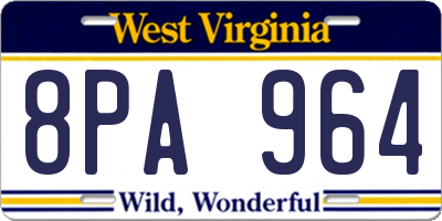 WV license plate 8PA964