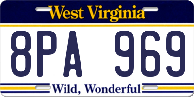 WV license plate 8PA969