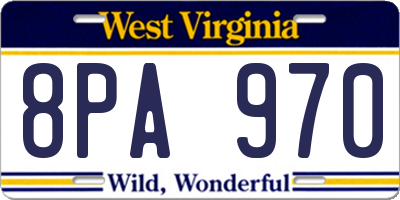 WV license plate 8PA970