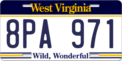 WV license plate 8PA971