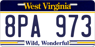 WV license plate 8PA973