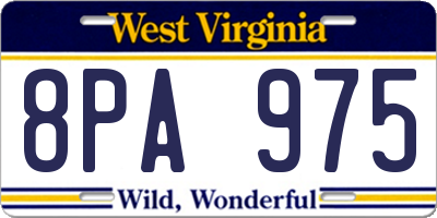 WV license plate 8PA975