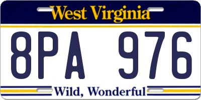WV license plate 8PA976