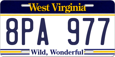 WV license plate 8PA977