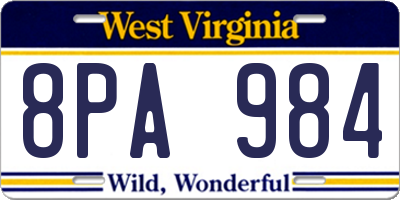 WV license plate 8PA984