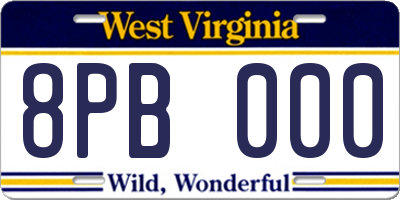 WV license plate 8PB000