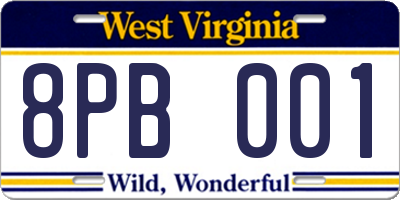 WV license plate 8PB001